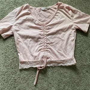 Drawstring front shirt, light pink/ peach